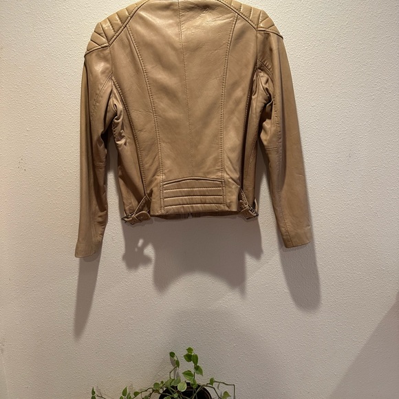 Light Tan Michael Koors Leather Moto Jacket, Excellent - Picture 3 of 3